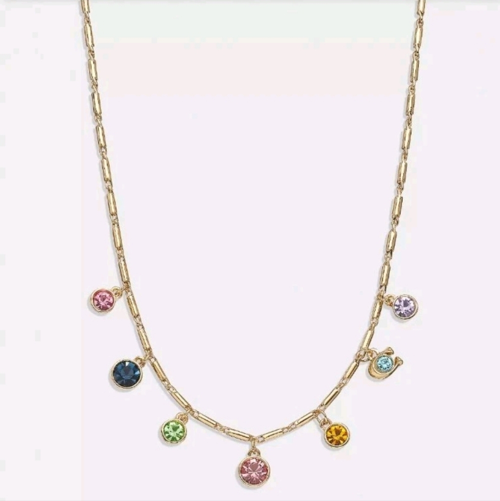Coach Gold Necklace with Colorful Charms Like New